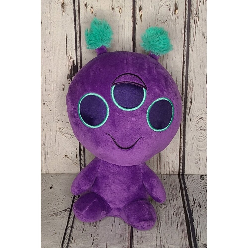 10" Aurora Galactic Cuties Purple Green Alien Plush Light Up 3 Eyes Stuffed Toy